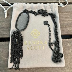 LIKE NEW Kendra Scott Rayne Long Pendant Tassel Necklace in Gray Gunmetal